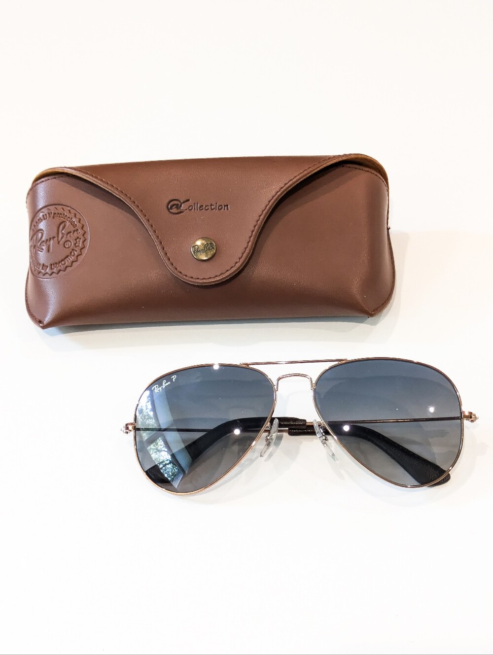 NEW Ray-Ban ITALY @Collection Polarized Aviators Gold Frame RB3025 + Case